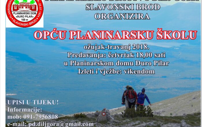 Plakat s najavom planinarske škole